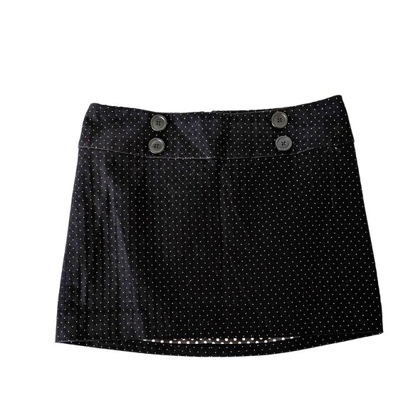 Express Design Studio Polka Dot Mini Skirt Size 4 Cotton Button Accent Zip Lined - Picture 1 of 11